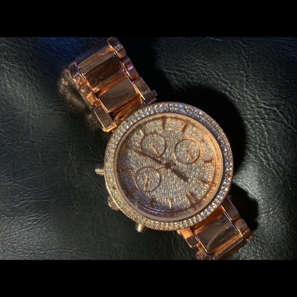 Blinged out rose gold watch!!